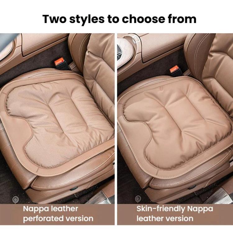 Car seat cushion variants: quilted perforated style and smooth style, beige front seat