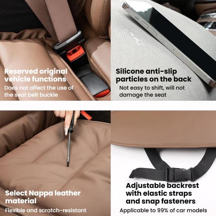 Car seat cushion with non-slip silicone backing and adjustable straps for secure fit