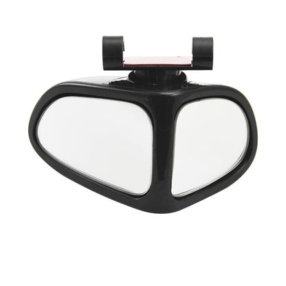 Black 360-degree blind spot assist mirror with dual-oval wide-angle reflectors