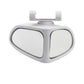 White 360-degree blind spot assist mirror with dual-oval wide-angle reflectors