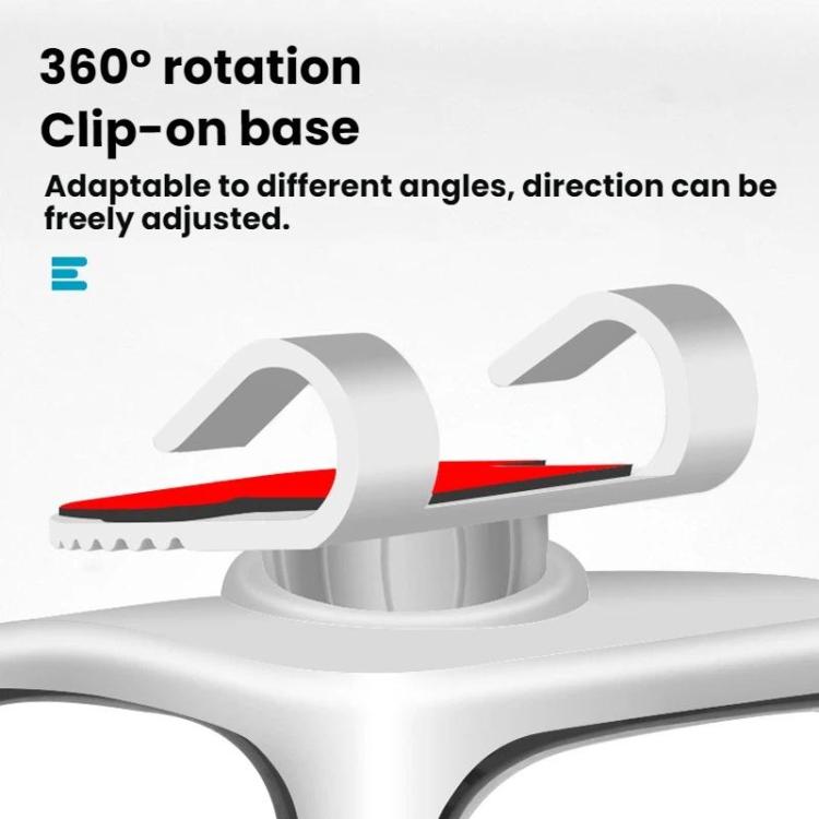 White clip-on blind spot assist mirror with 360° rotating base