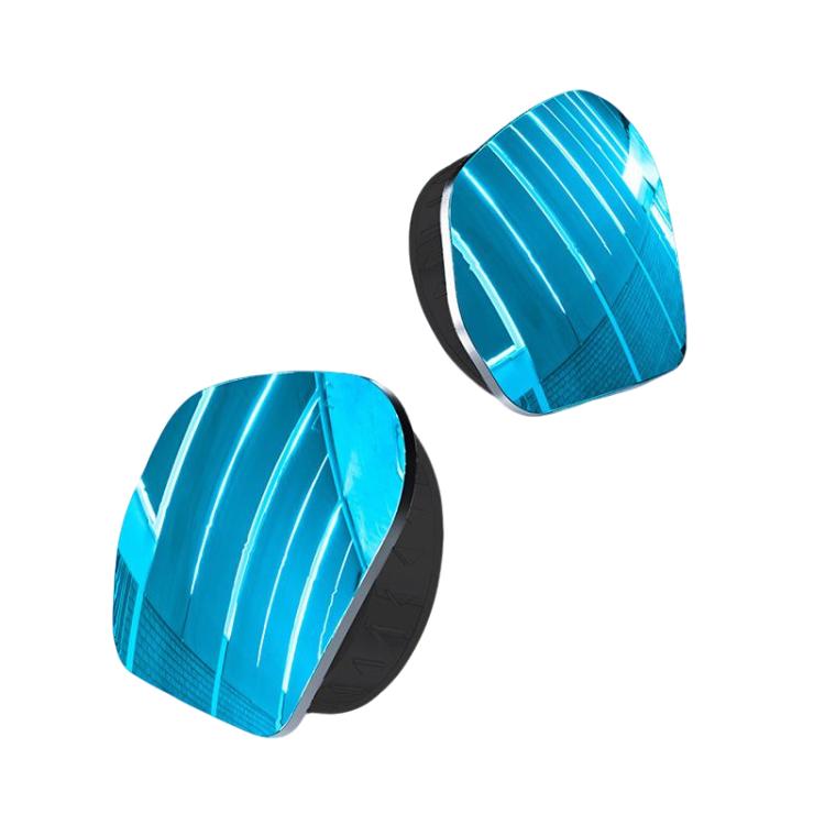 Suction cup blind spot assist mirrors with teal reflective lenses and black backing