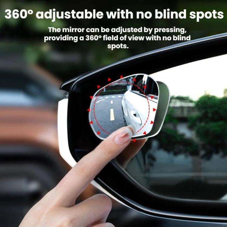 Adjustable suction cup blind spot assist mirror on a car window, hands repositioning