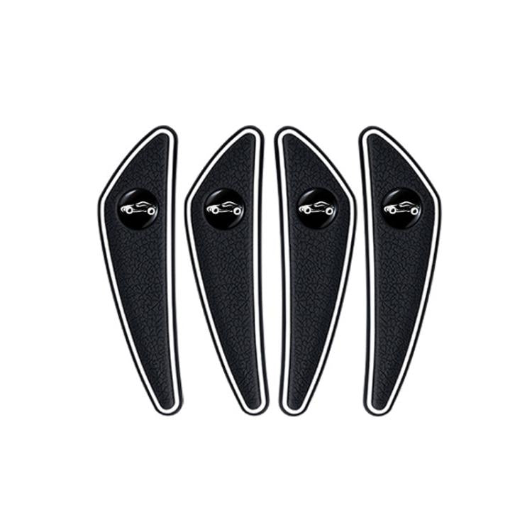 Set of four black car door corner anti-scratch mirror protectors, curved edge