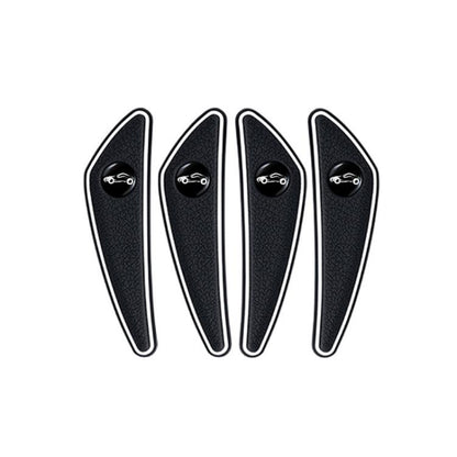 Set of four black car door corner anti-scratch mirror protectors, curved edge