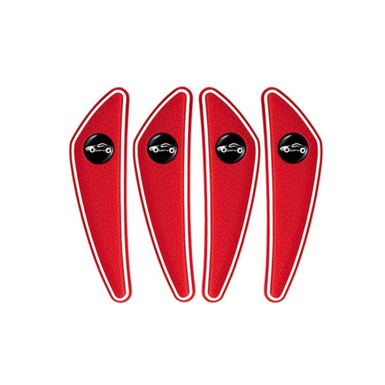Set of four red car door corner anti-scratch mirror protectors, curved edge
