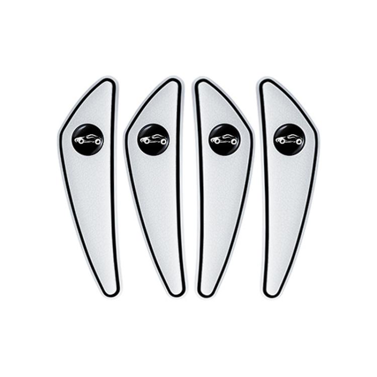 Set of four light gray car door corner anti-scratch mirror protectors, curved edge