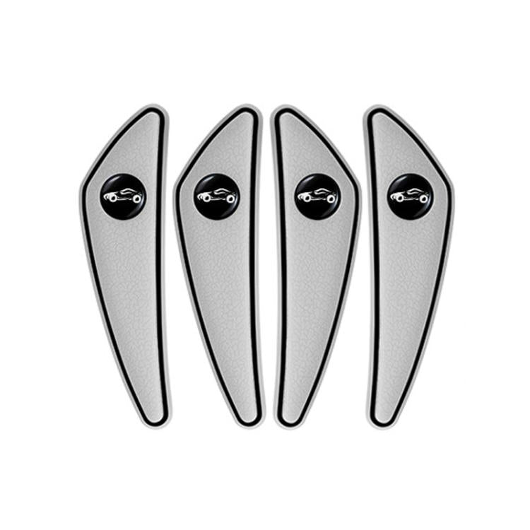 Set of four silver-gray car door corner anti-scratch mirror protectors, curved edge
