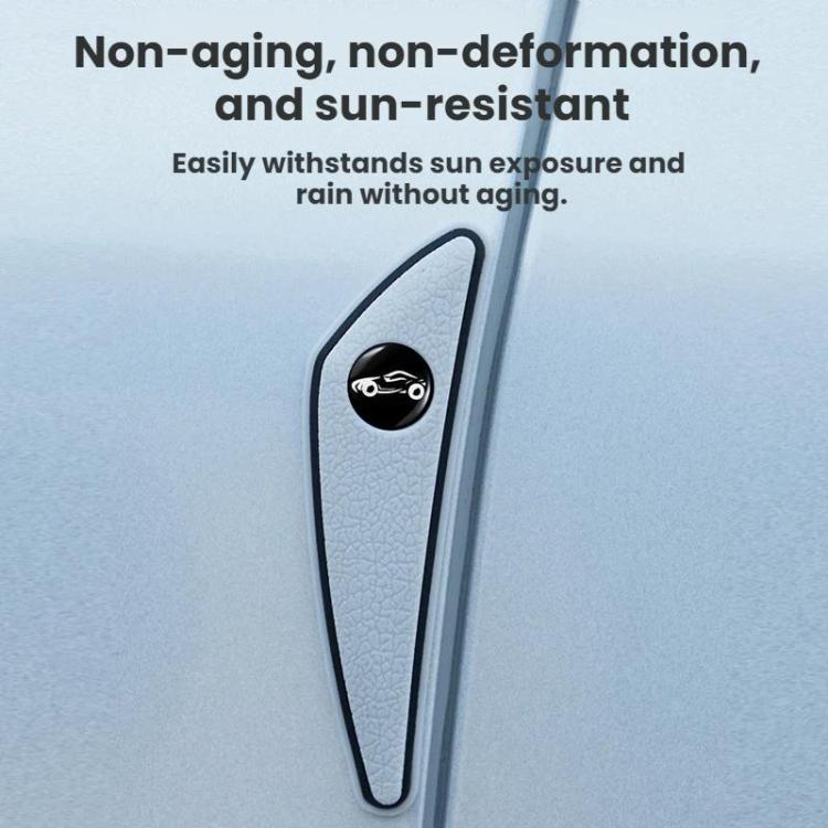 Gray car door corner anti-scratch mirror protector strip, curved with black center