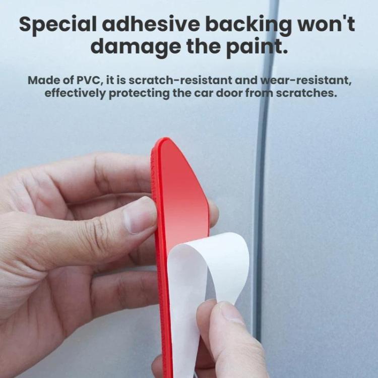Red adhesive-backed car door corner anti-scratch mirror protector strip, curved