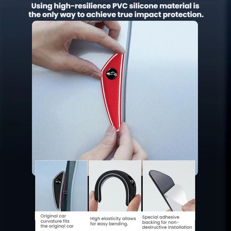 Car mirror protectors set, red and black anti-scratch corner covers with white accents