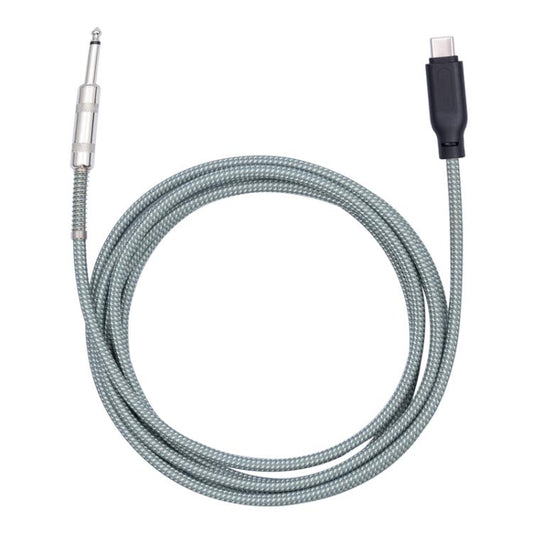6.35mm to USB-C audio cable, gray braided coil, male connectors