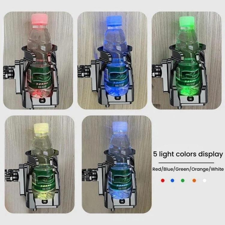 Black bottle cage with five-color LED display showing red, blue, green, orange, white