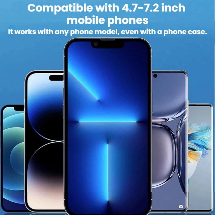 Phone clamp area on a sun-visor bike mount with compatibility for 4.7–7.2 in phones