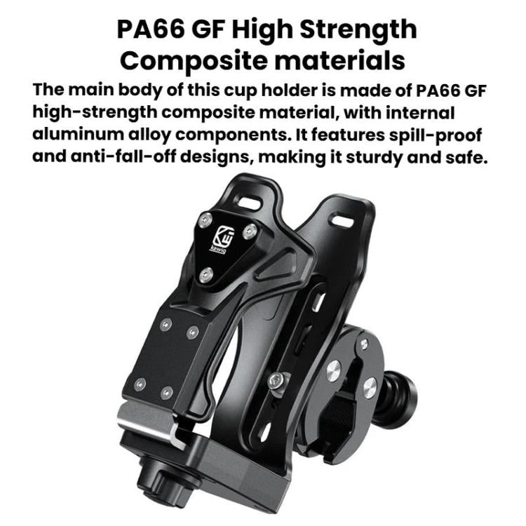 High-strength composite bottle holder cage with black quick-release base