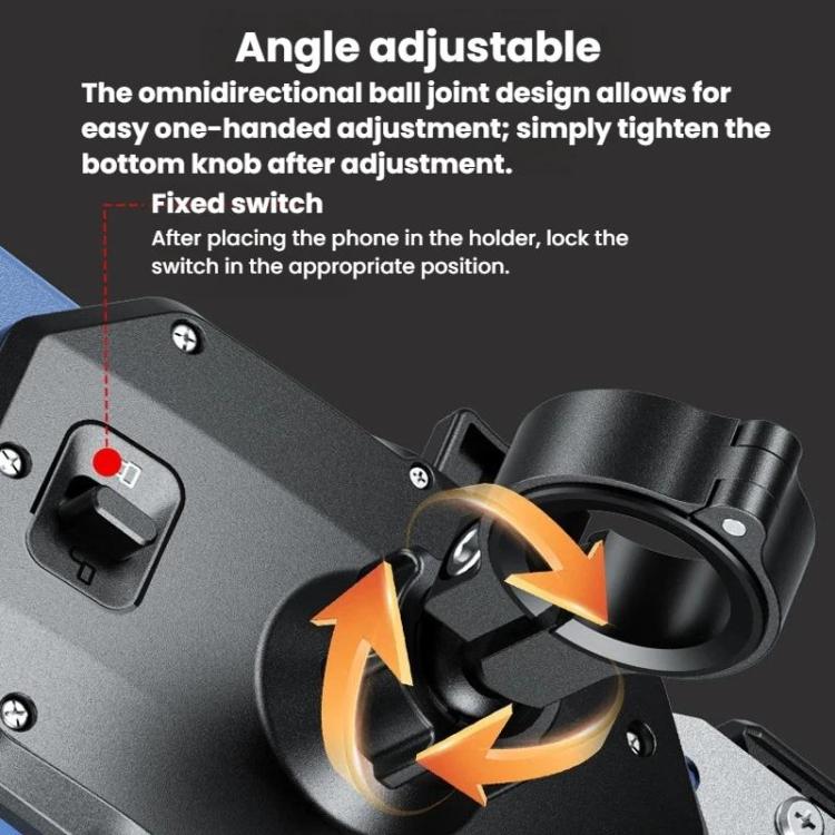 Angle-adjustable motorcycle phone mount with omnidirectional ball joint