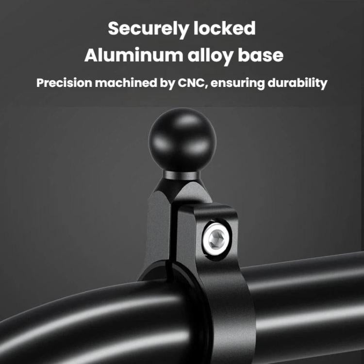 Heavy-duty handlebar phone mount with aluminum alloy base and ball joint knob