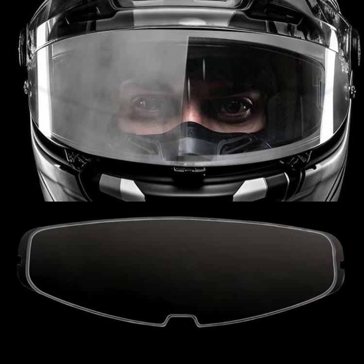 Motorcycle helmet face shield with a clear anti-fog insert strip