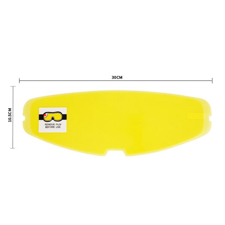 Yellow anti-fog visor sticker film size 30cm x 10.5cm diagram