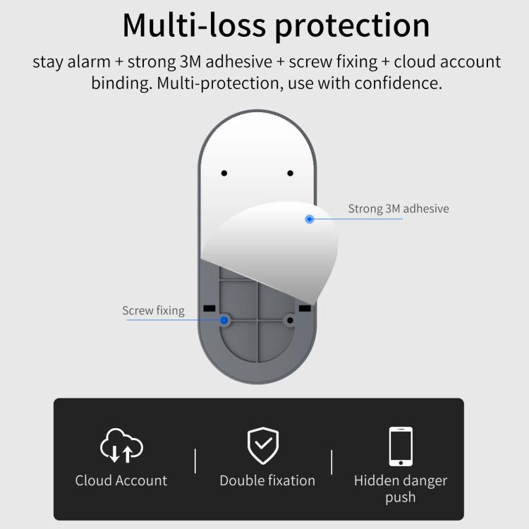 WiFi video doorbell intercom back plate showing 3M adhesive and screw mounting points