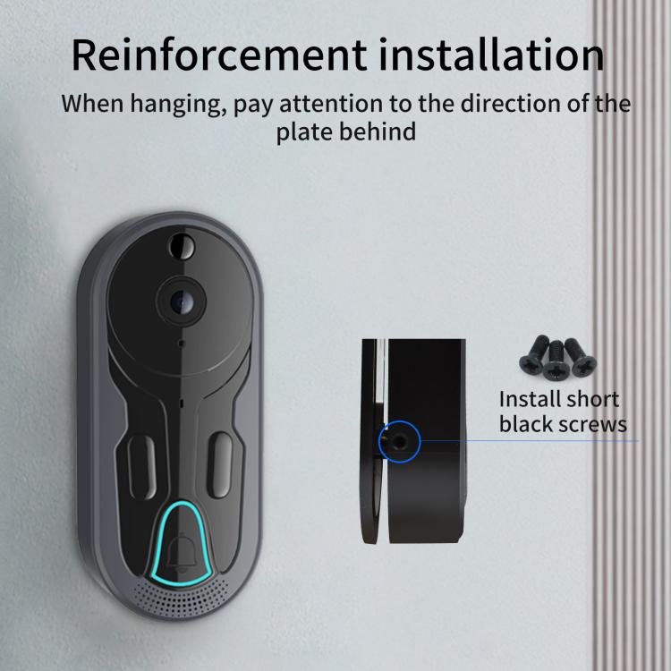 WiFi video doorbell intercom installation with wall mount plate and short black screws