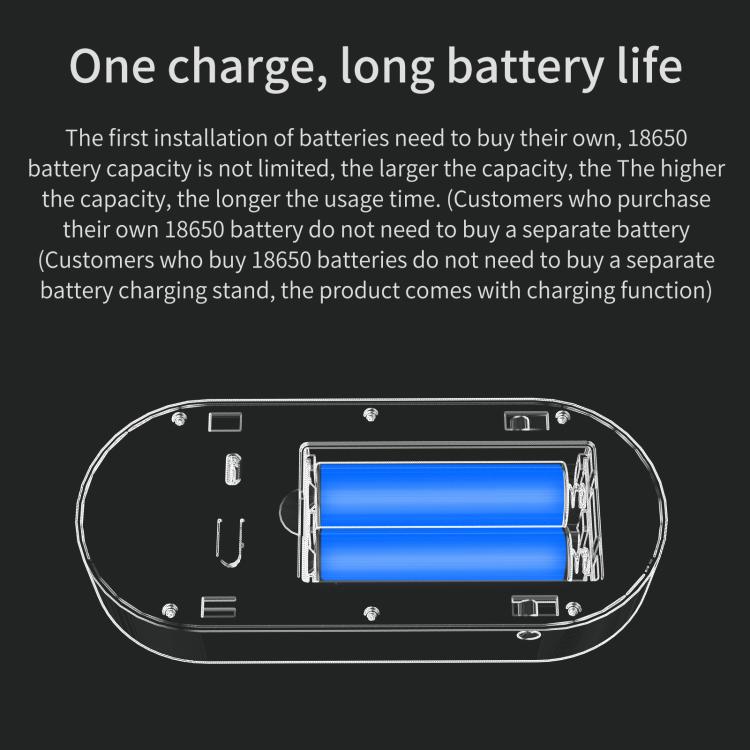 WiFi video doorbell intercom battery compartment diagram showing 18650 cells and power life