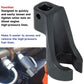 Fuel line sleeve tool, black metal fork prongs with central opening and hole