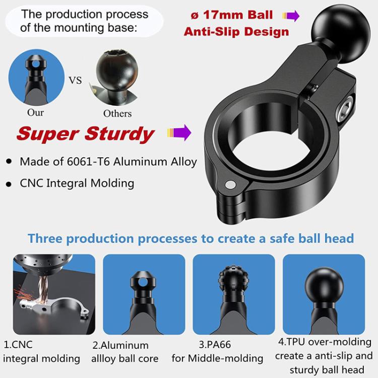 Black anti-slip ball head mount base for wireless phone charger with aluminum core