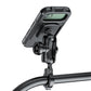 Black waterproof phone case mount with protective shell and ball-joint handlebar mount