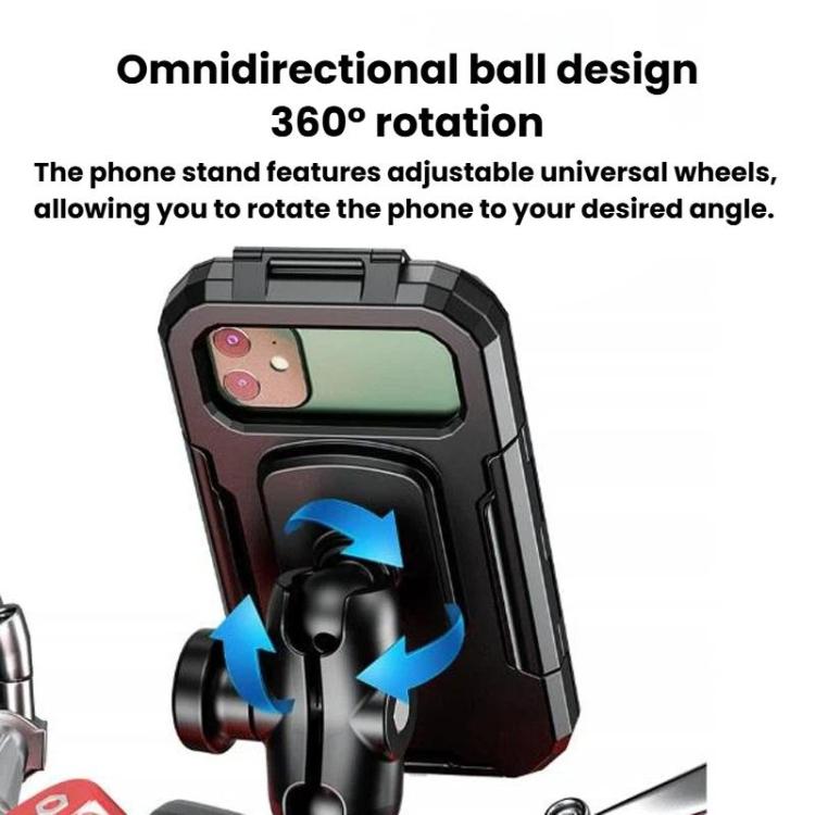 Black waterproof phone case mount with ball-joint rotation for adjustable viewing angles