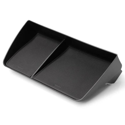 Central control screen storage tray box with textured insert, black