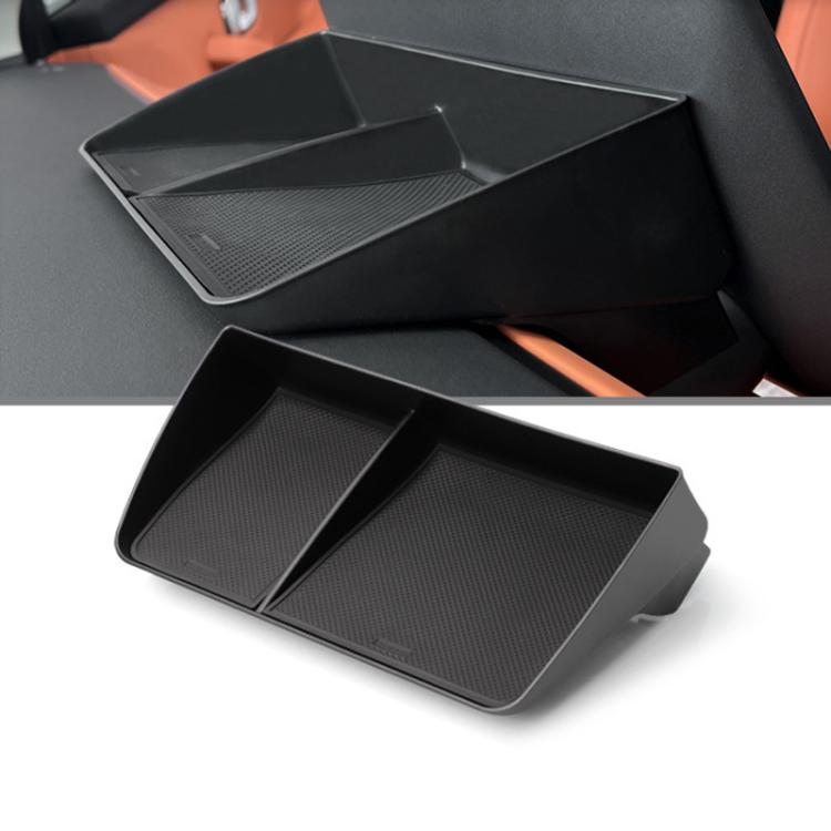 Multi-compartment storage tray box with textured mats, black