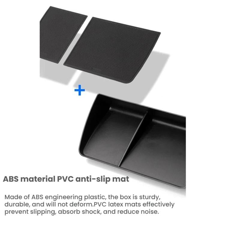 ABS storage tray box with textured anti-slip mat insert, black