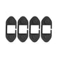 Set of four black silicone door limiter covers with curved top and bottom pads, square cutout.