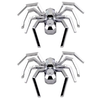 2pcs General Car Metallic Spider Emblem 3D Car Decorative Sticker, Metallic Spider