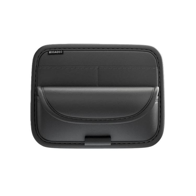Black car sun visor organizer with front flip compartment for glasses and cards