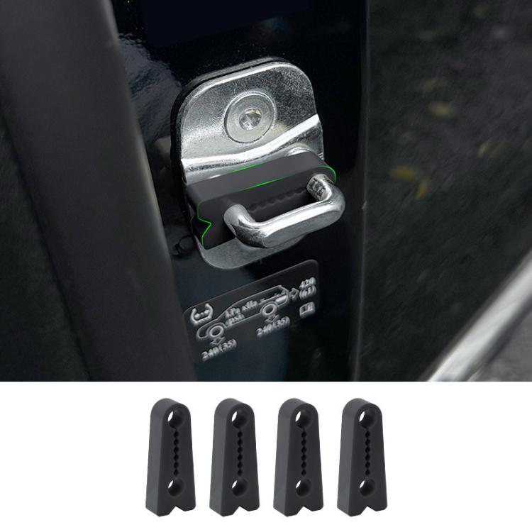 Set of 4 black silicone door lock buffer pads with ridged anti-collision shape