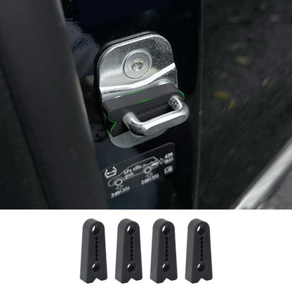 Set of 4 black silicone door lock buffer pads with ridged anti-collision shape