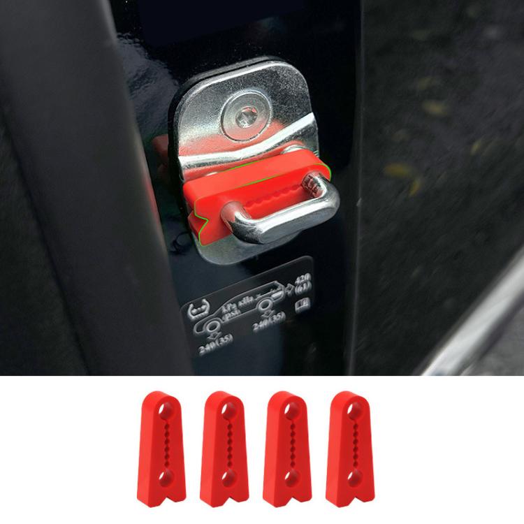 Set of 4 red silicone door lock buffer pads with ridged anti-collision shape