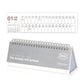 Gray 2026 mini desk calendar with spiral rings and flip stand, monthly grid Jan–Dec