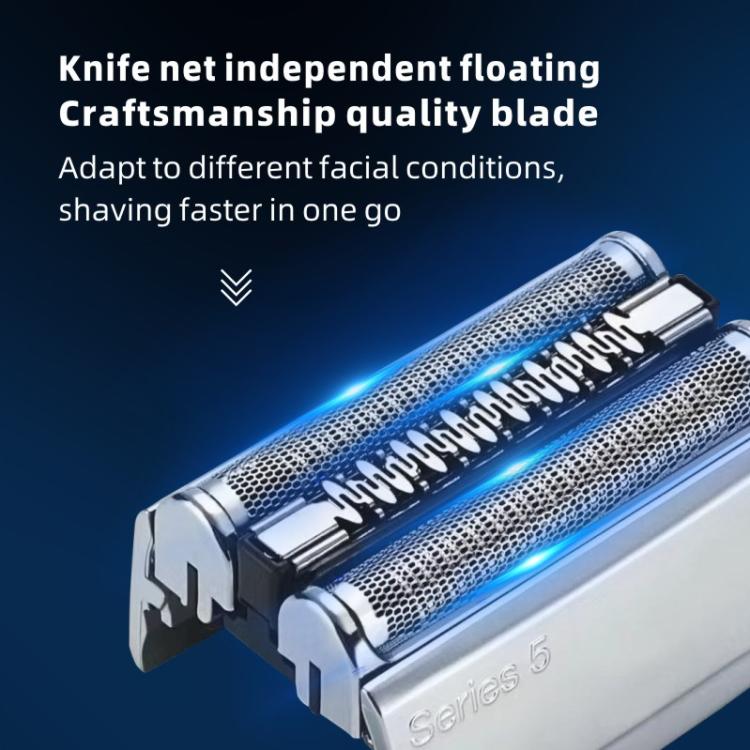 Close-up replacement shaver head with dual floating blades and mesh cutters