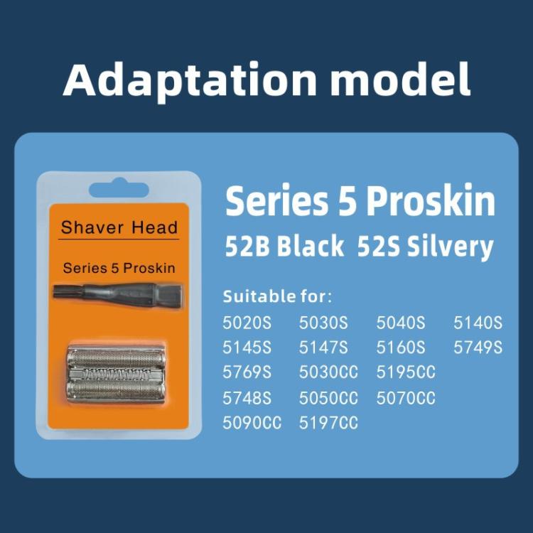 Series 5 Proskin blade set packaging showing 52B black and 52S silvery options