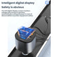 Car charger adapter with digital blue LED display and visible USB charging ports