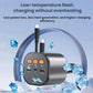 Car charger adapter with blue LED screen and ice-themed cooling illustration