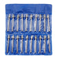 20-piece pointed diamond grinding heads in blue zip pouch, silver shafts with cone tips