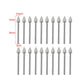 Pointed diamond grinding heads with labeled sizes on a diagram