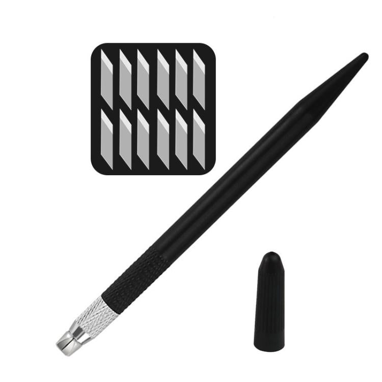 Black DIY carving knife with metal blade tip and small protective cap