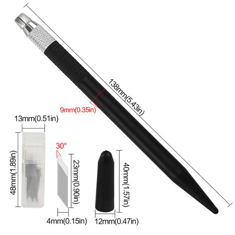 Rubber stamp carving knife handle with metal blade, black tool for DIY carving