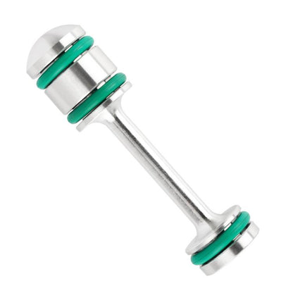 Aluminum oil steering barbell with green bushings, silver metal link