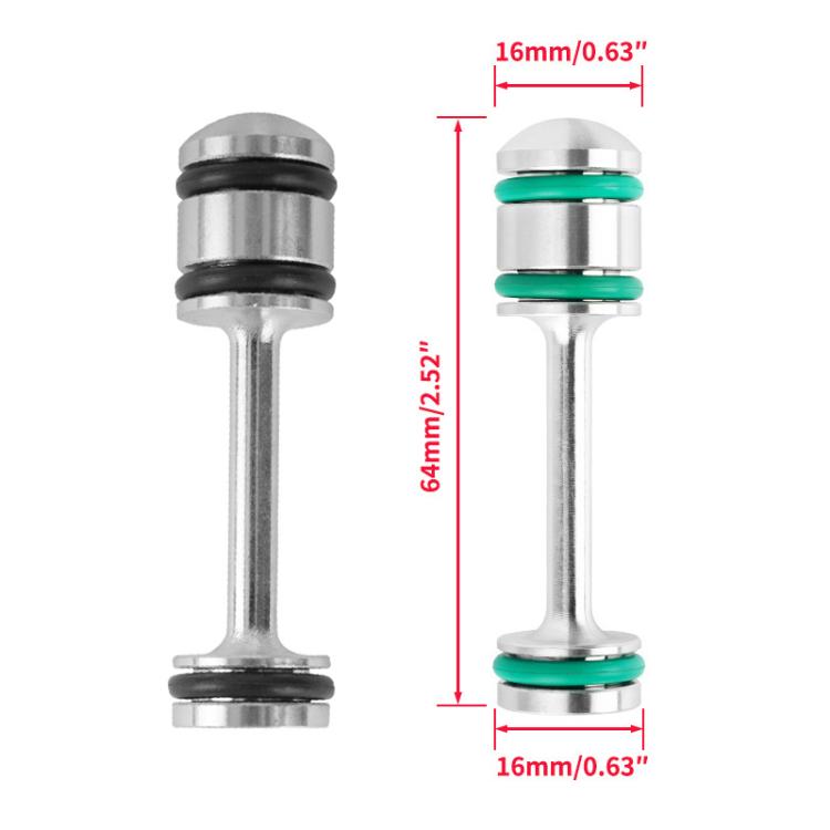 Aluminum oil steering barbell with green bushings, 64mm overall length